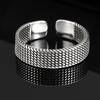 Vnox 5.7mm Woven Textured Open Ring for Men Boys, Adjustable Simple Metal Finger Band, Vintage Male Jewelry