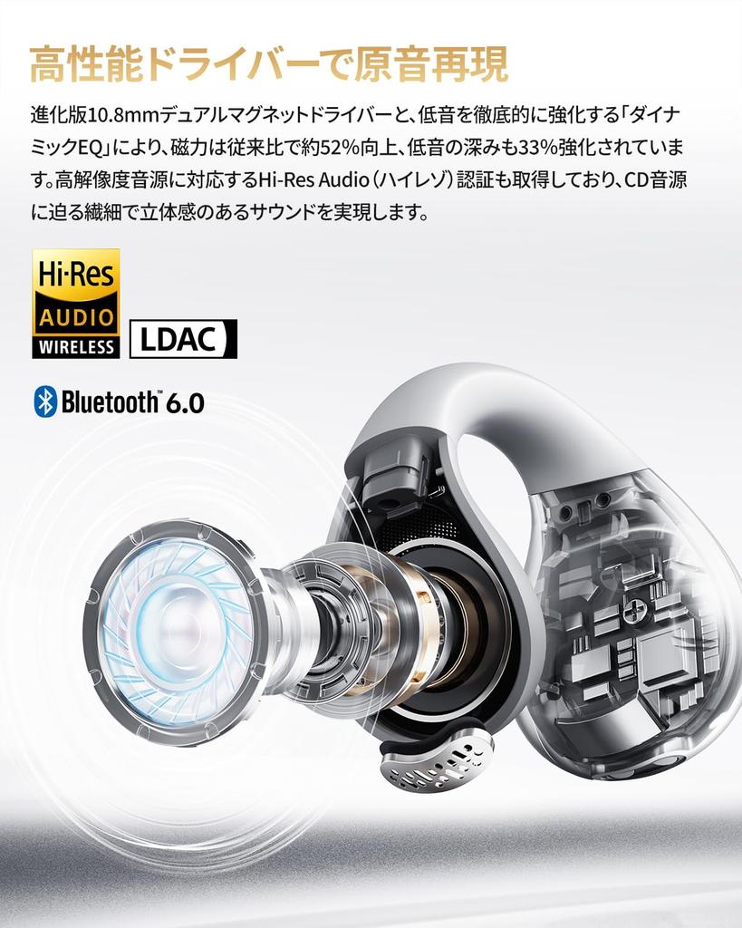 QCY Crossky C30S Wireless Earbuds with Ear and LDAC Bluetooth Low Latency Up To 40 Hours of Fast Spatial IPX5 App Technical Standards Certification