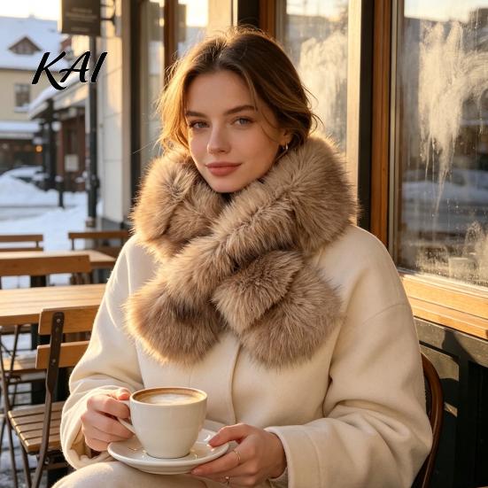 Decorative Furry Scarf for Wedding Faux Mink Wrap Women, Double-Sided Plush Neck Warmer, Luxury Fashion Thick Winter Fur Collar, Soft Autumn