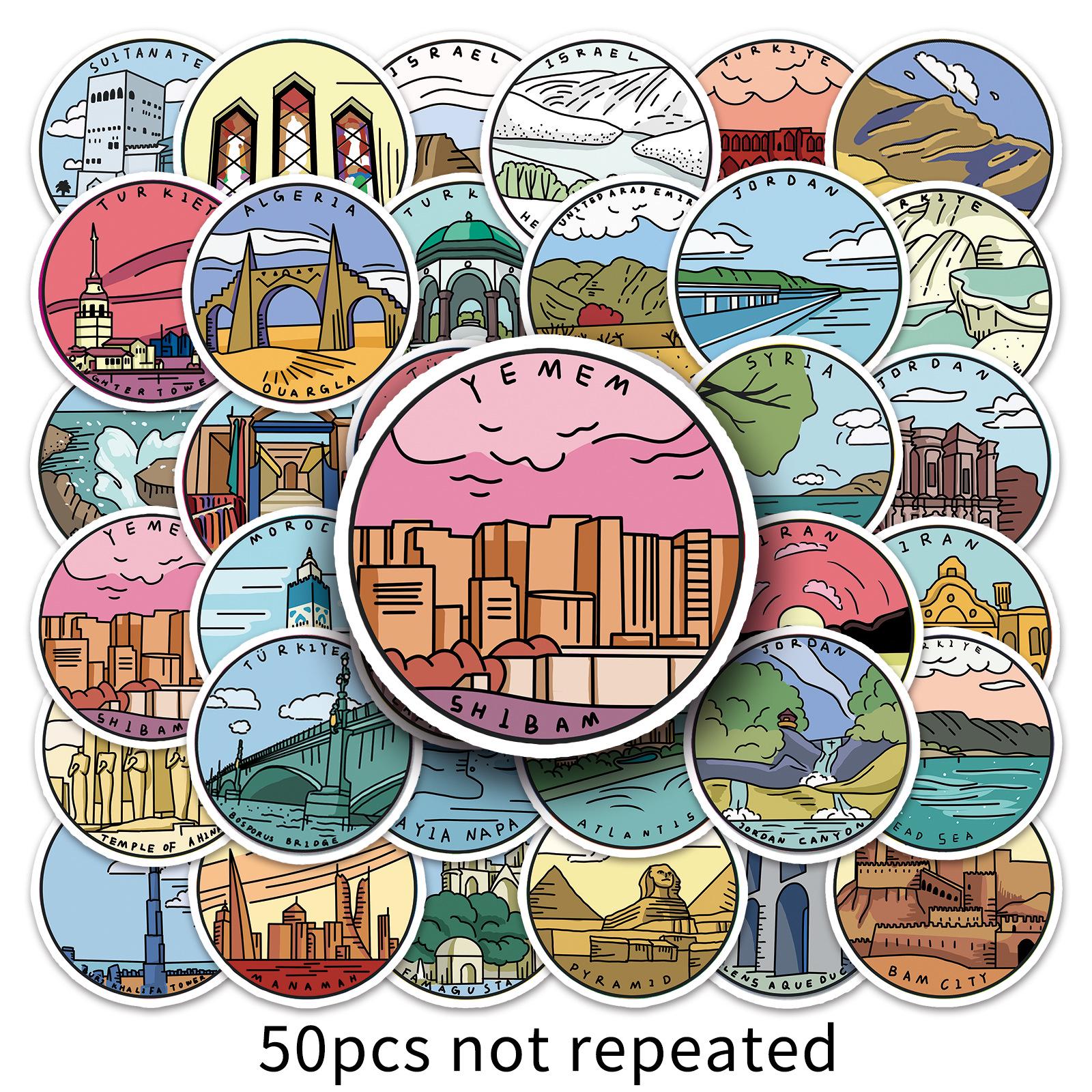 50 Middle Eastern Scenic & Historical Site Stickers for Phone Cases & Suitcases