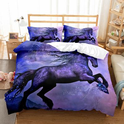 Parure de lit de luxe 3D Europe Queen King Double Twin Housse de couette Ensemble de housse de couette confortable Parure de lit Animal Cheval Animaux sauvages