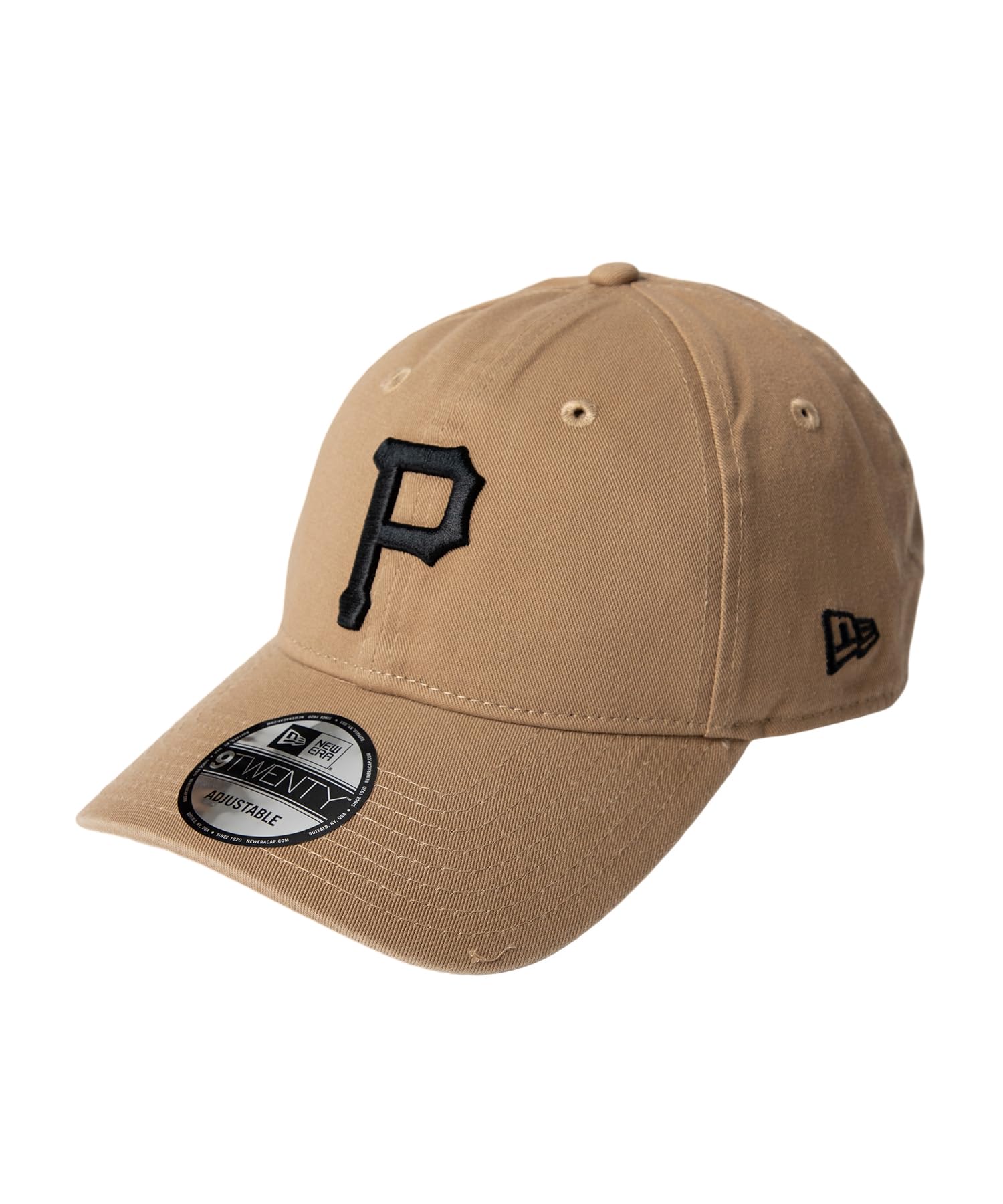 New Era 9TWENTY 920 Cap, MLB Pittsburgh Pirates Core Classic, Khaki/Black Cotton Adjustable Baseball Hat 11832131