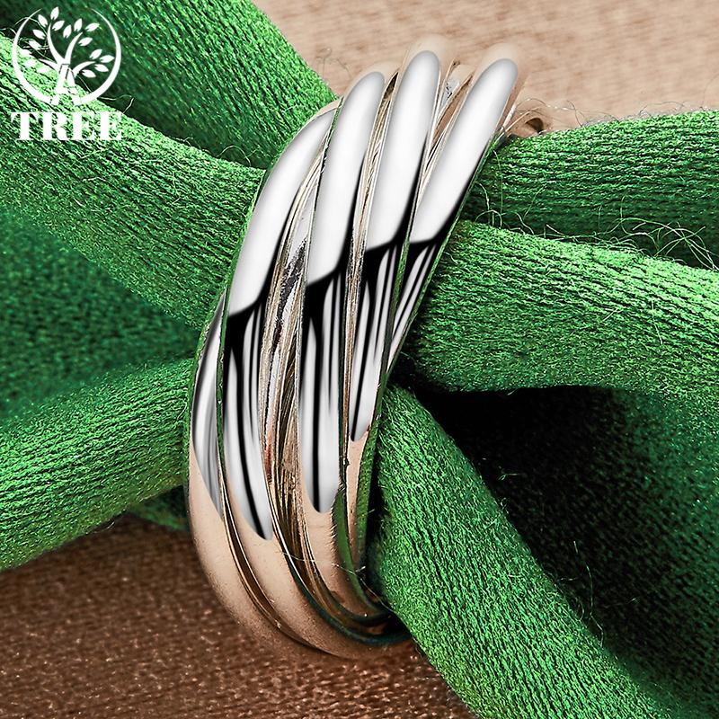 925 Sterling Silver Luxury Trendy Multiple Circles Ring For Women Men rings Fashion Unusual Birthday Party Wedding Charm Jewelry