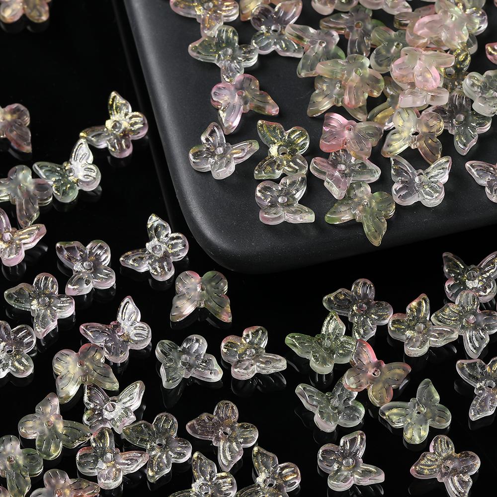 10 Stück/Lot Glasplattierte Schmetterlingskristallperlen, lose Perlen, handgefertigtes DIY-Bastelzubehör für Armbänder, Ohrringe und Schmuckherstellung