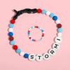 2 Pcs/Set Men Women Bracelet Necklace Set Colorful Beads English Letter Print Adjustable Clamps Pet