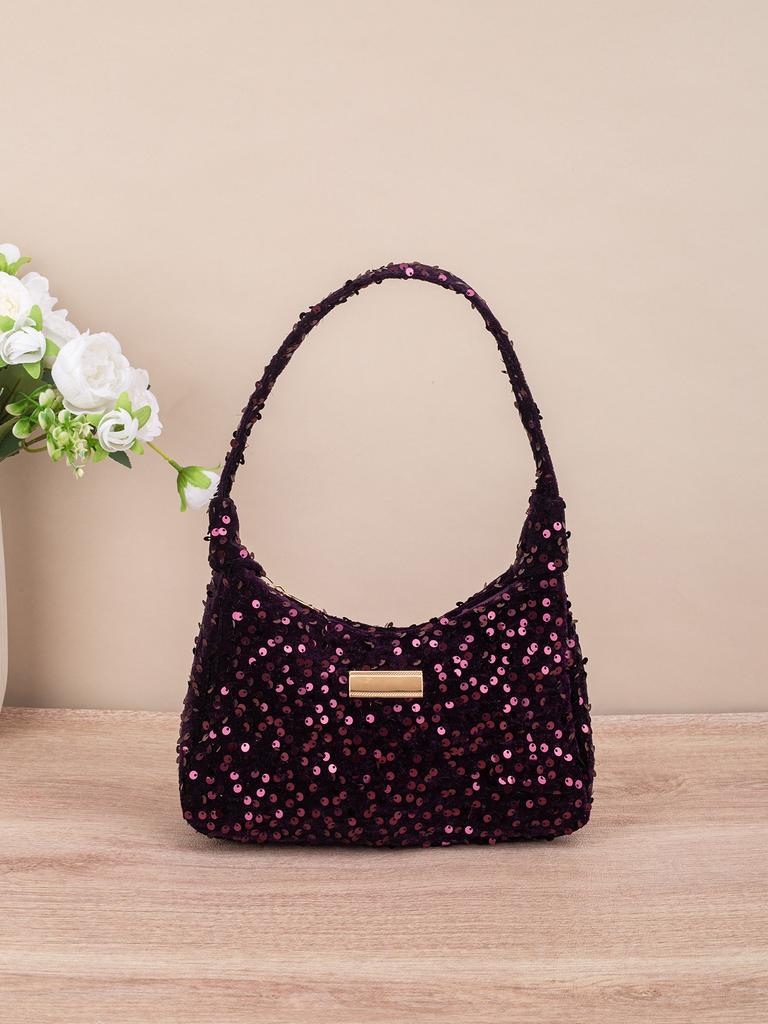 6 Colors Sequins Handbags Double Knot INS Solid Color Sequins Shoulder Bag Underarm Bag Phe Purse Evening Clutch Bags Handbag