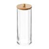 Qtip Holder Dispenser with Bamboo Lid Cotton Ball Pads Swabs Holder Jar Bathroom
