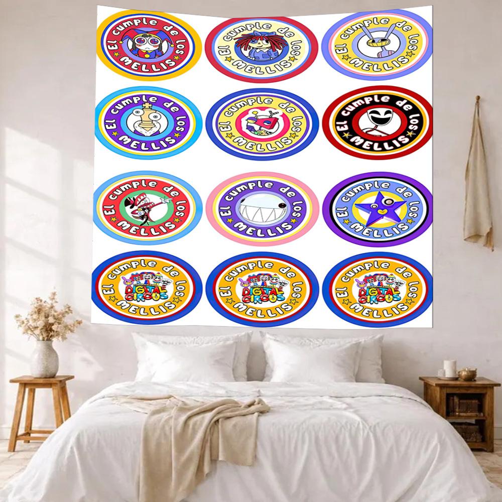 Digital Circus Wall Decor Tapestry Art For Pet Memorial Birthdaywedding Party Backdrop Family Gift