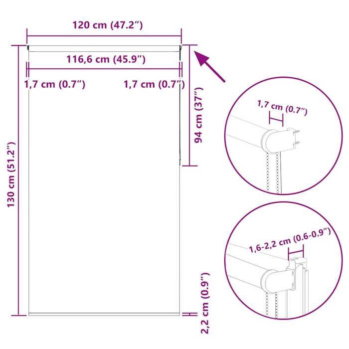 VidaXL Blackout Roller Blind Fabric Width 116.6 Cm Polyester, Day and Night Blind, Kitchen Blind, Blind 4011366
