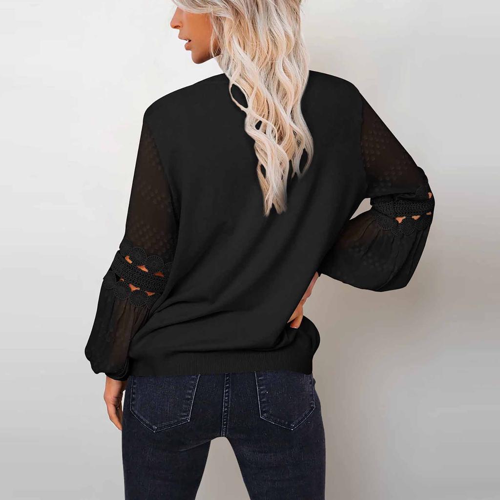 Women's Color Fashion Long Sleeve Round Neck Pullover Top Temperament Versatile Sleeve T-Shirt