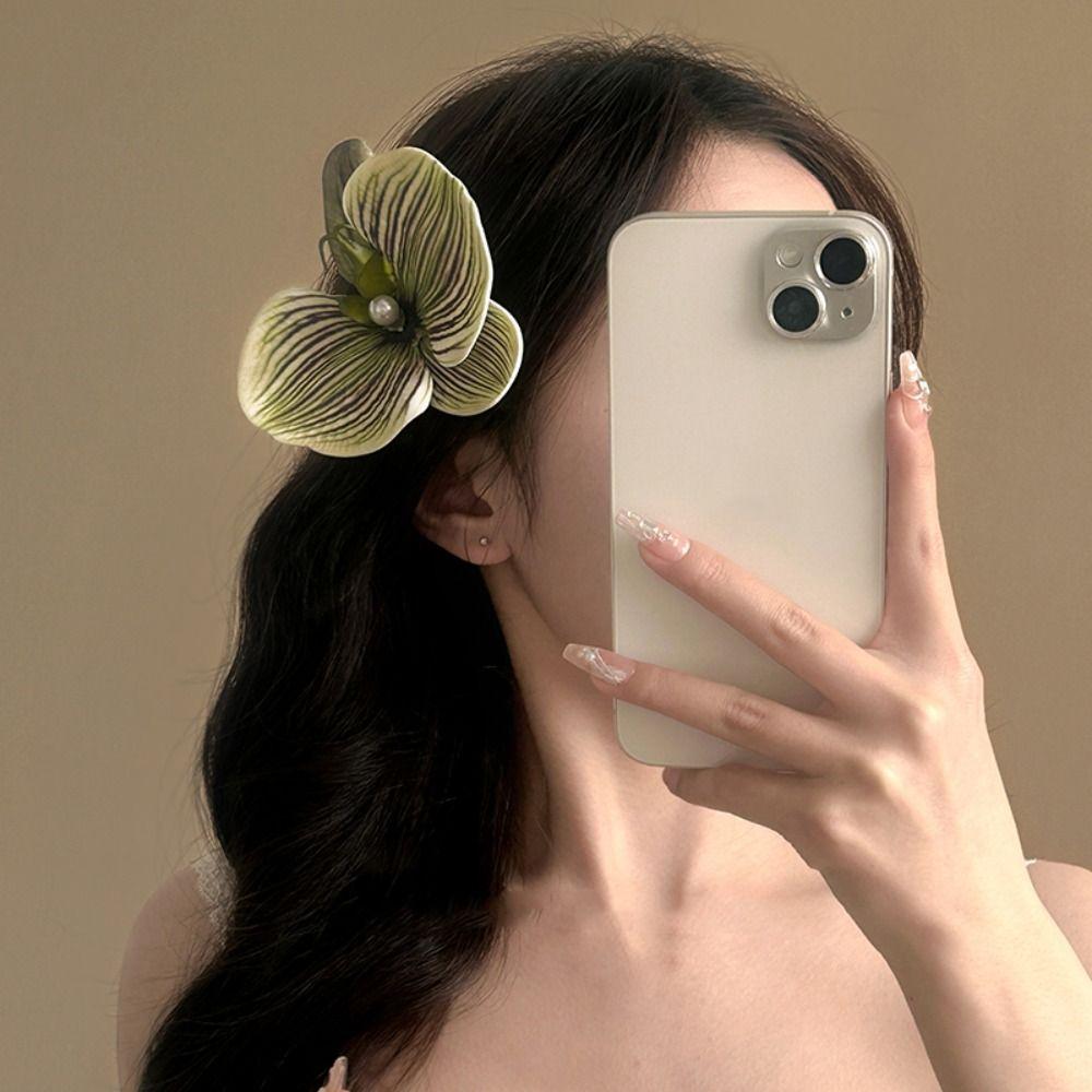 Butterfly Orchid Orchid Hair Clip Ponytail Clip Large Shark Clip Cute Flower Hair Claw  Daily