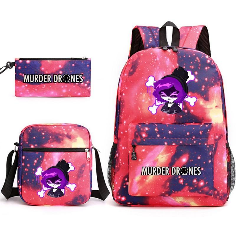 Murder Drones Themed 3-Piece School Set: Backpack Shoulder Bag Pencil Case Teens