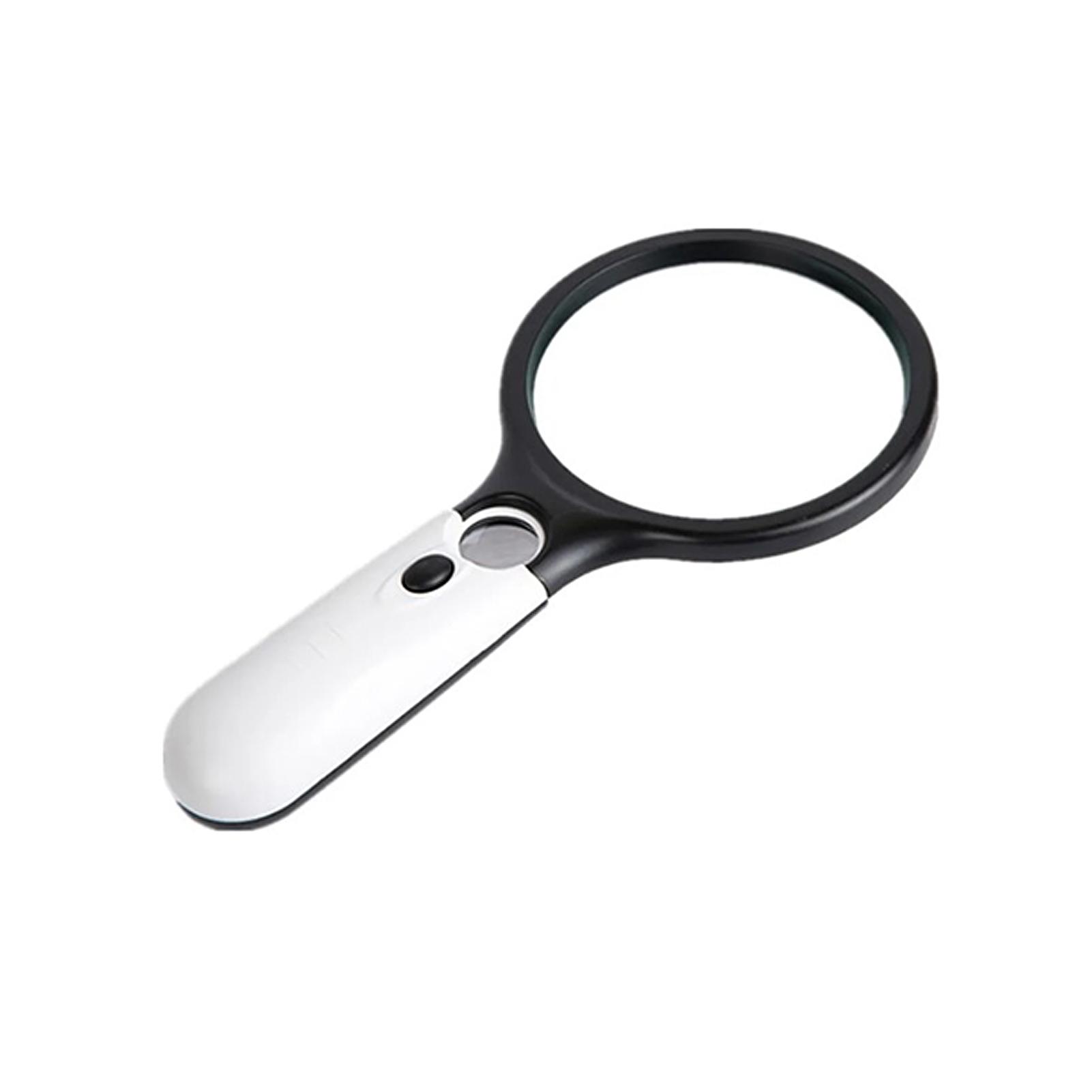 

LED Magnifying Glass Double Lens Black White 3 LED Lights Portable Illuminated Lighted Magnifier