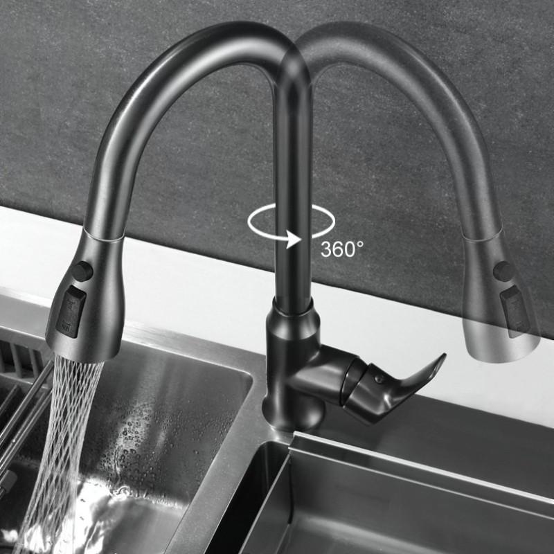 Kitchen Basin Tap Stainless Steel Mixing Taps Dishwashing Basin Splash-proof Booster Water Faucet New Pull-out Sink Faucet