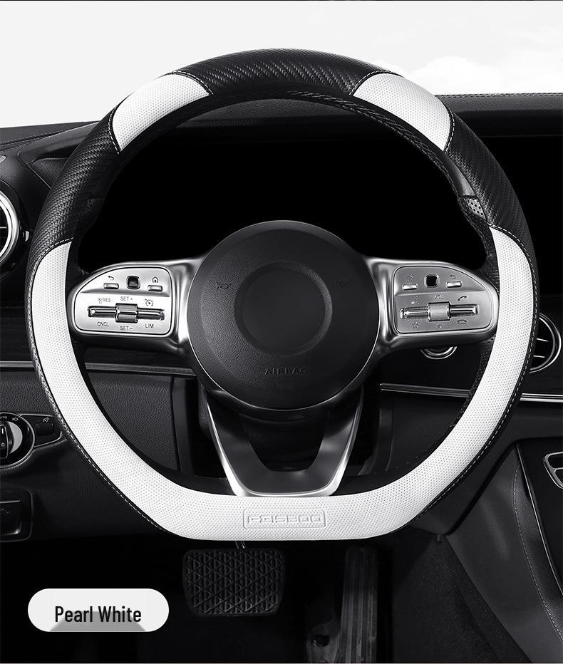 New Carbon Fiber Car Steering Wheel Cover - Cute Cartoon Sport Design, Free Shipping