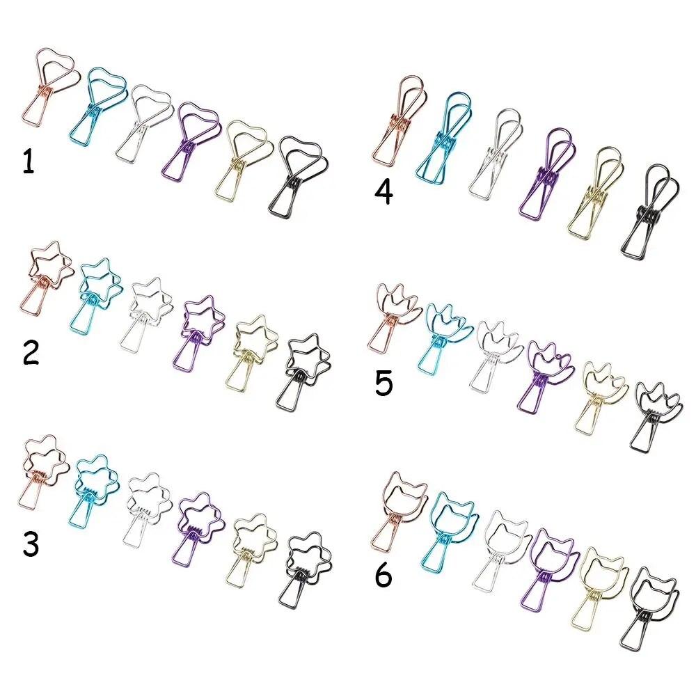6 Pcs/Set Retro Metal Fish Clip Hollowed Out Design Binder Clip Hand Book Small Book Folder Creative Stationery Office Clip