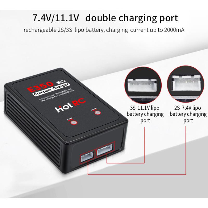 1Pc HotRC E350 Pro 7.4v/11.1v Lipo Battery Charger 2s 3s Cells Battery Charger 25W 2000mA for RC