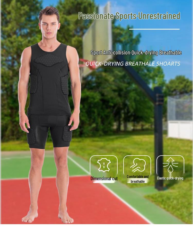 Sportovní vesta s protikolizní voštinovou strukturou a rychleschnoucím materiálem pro basketbal