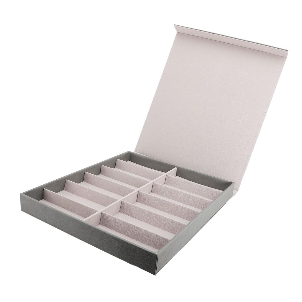 12 Fächer Brillenetui mit Deckel PU-Leder Staubdicht Brillen Sammler Display Sonnenbrillen Organizer