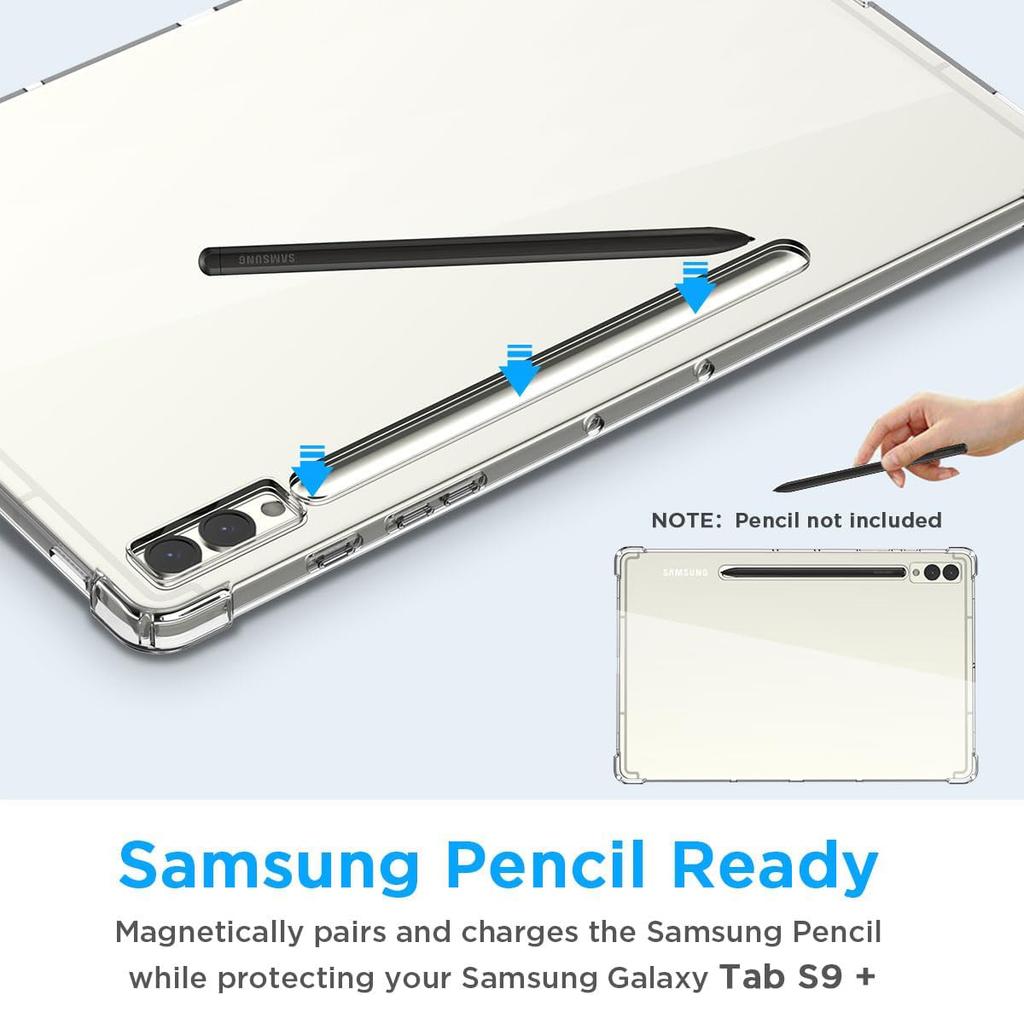 För Samsung Galaxy Tab S10+ Fodral Fyrhörns Stötsäkert Genomskinligt Surfplatta TPU-skydd