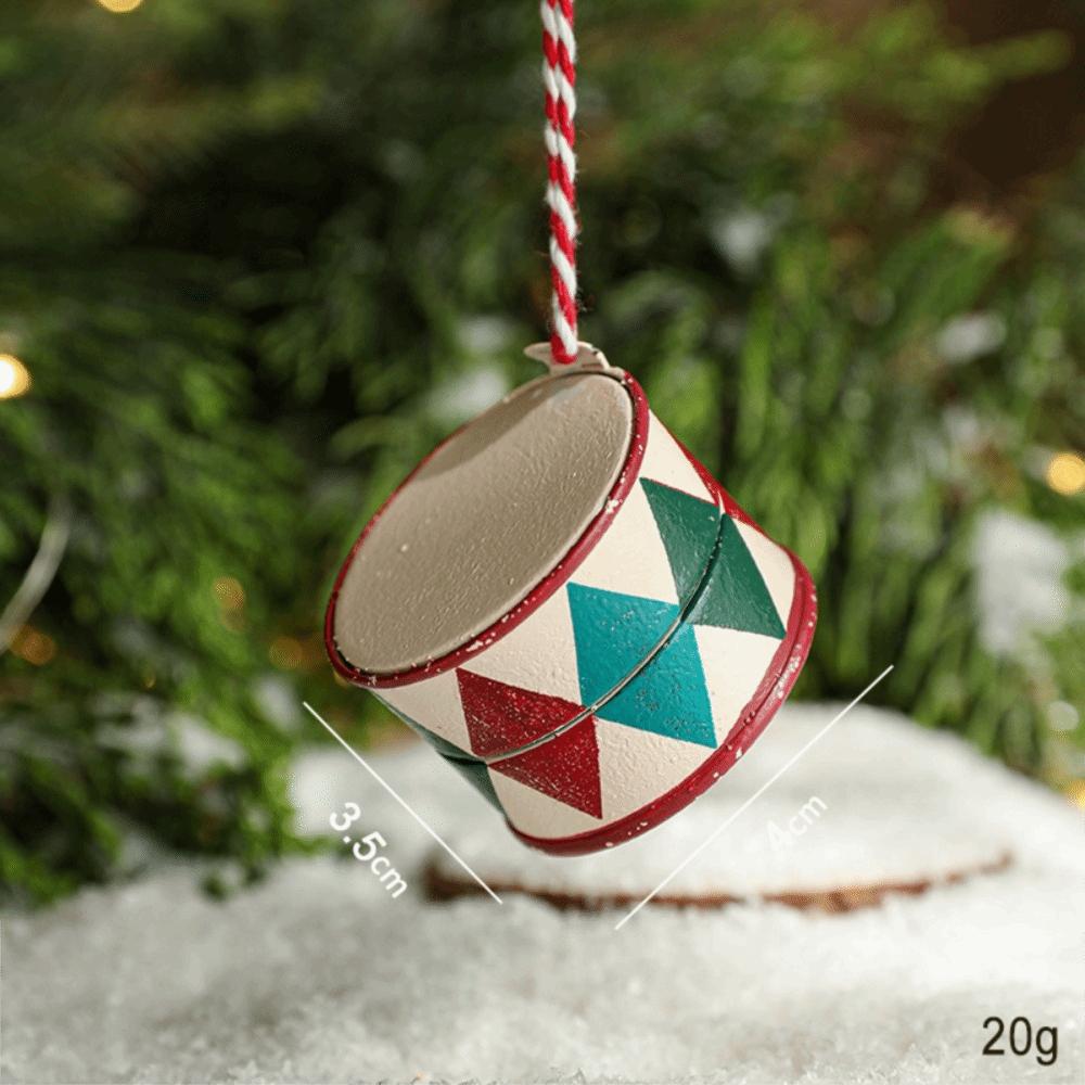 Multicolor Christmas Hanging Decoration Nordic Cartoon Cane Drum Drop Ornaments Double-sides Craft Embellishment Festival