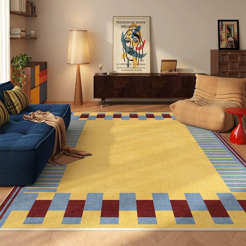 Living Room Carpet Stain-resistant Wear-resistant Floor Mat Retro Geometric Pattern Rug Large Size Home Decoration Rugs Alfombra