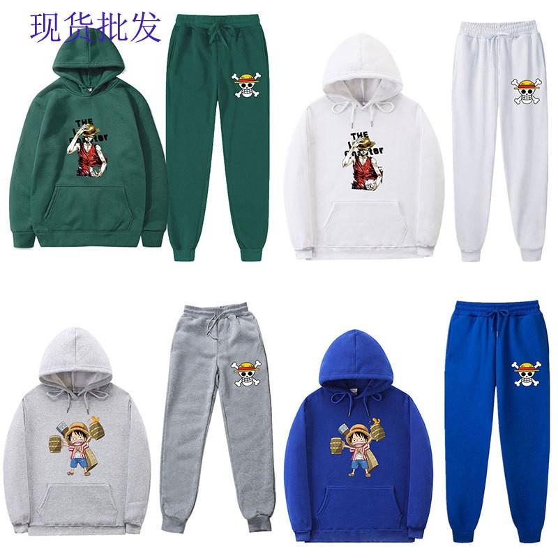 Mens Warm Hooded Sweatshirt Set With Printed Design Long Sleeve Top Pants Casual Sportwear Winter