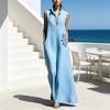 Women's V-Neck Dress with Nipped-In Waist Summer Dress Casual Loose Fit Dress Comfortable A-Line Silhouette Elegant Dress for Office Vacation Party