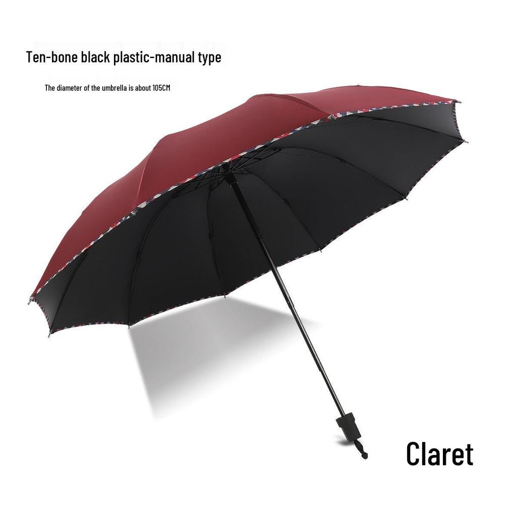 Extra-Large Automatic Black Men's Sunshade & Rain Umbrella - Sturdy, Foldable, Customizable with Thickened Design