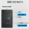 Flush-mounted and surface-mounted outlet, 2 ports, USB & Type-C, wall-mounted outlet plate, multiple protection, simple design, USB socket, 5V