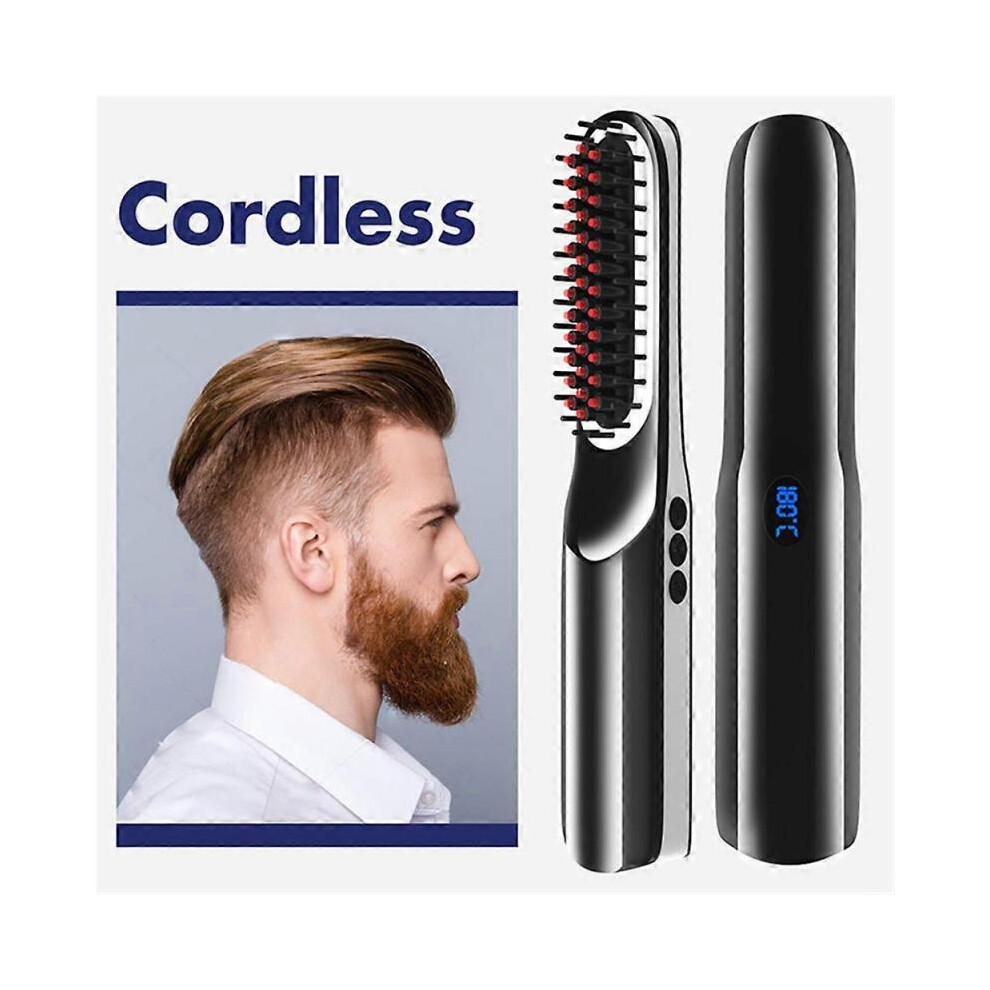 Kabelloser Bartglätter & Haarglätter Heißbürste USB Wiederaufladbar Anti-heiß Locken Bartbürste Haarglättung