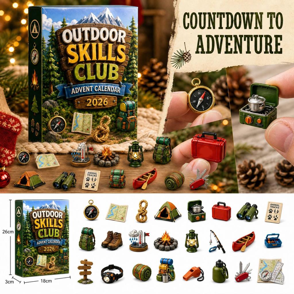 2D Acrylic Christmas Advent Calendar Outdoor Skills Club Series Hanging Pendant