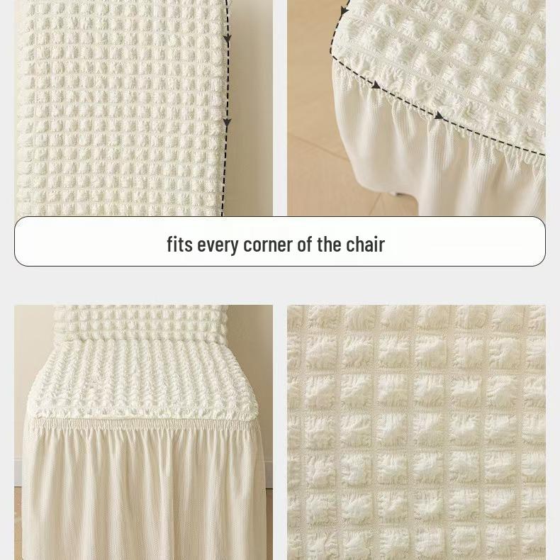 Thickened Three-Dimensional Seersucker Elastic Chair Cover with Short Skirt