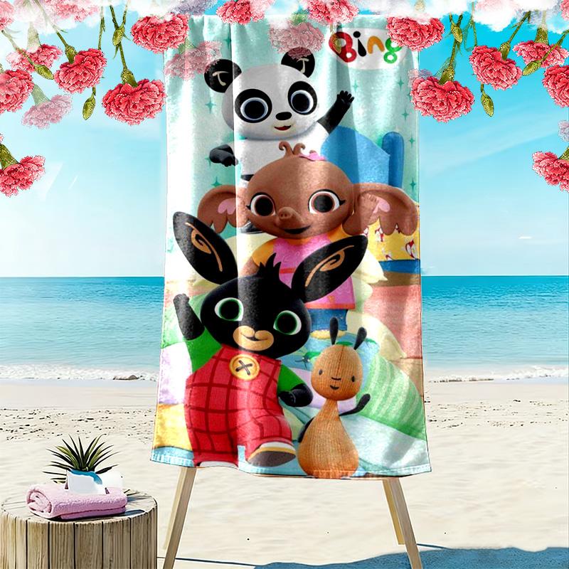 Bing Cartoon Print Beach Towel, Large Soft Quick Dry Towel for Beach Camping Swimming