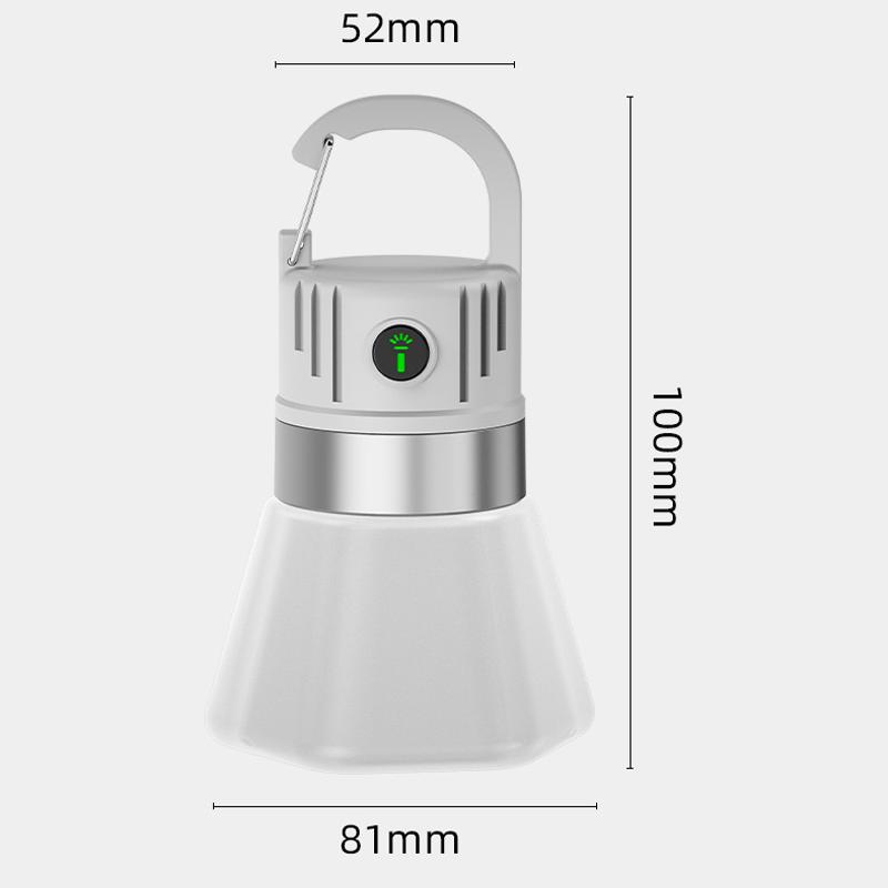 Portable Outdoor 450mAh Battery Rechargeable Camping Light with Hook High Brightness IPX4 Emergency Flashlight RGB Lamps