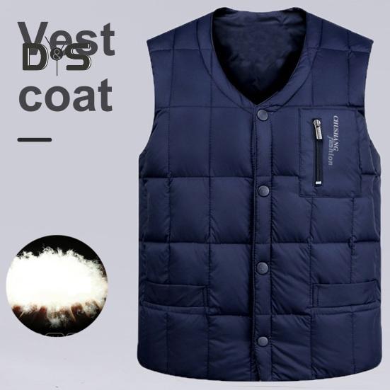 

Мужской жилет с V-образным вырезом без рукавов, однотонный однобортный жилет с карманами, ветрозащитный утолщенный стеганый жилет, куртка L серый