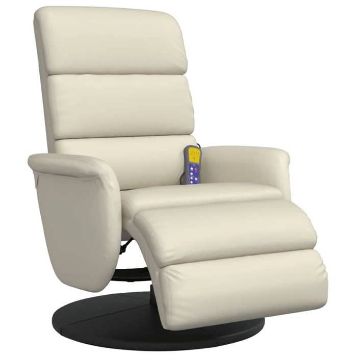 VidaXL Reclining Massage Armchair and Footrest Cream Faux Leather 356725