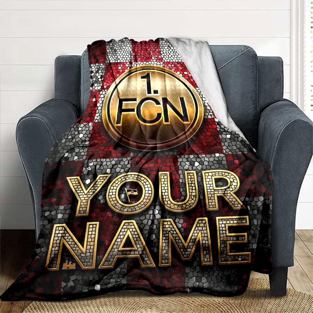 Name Custom 1.FC Nürnberg Logo Print Flannel Blanket High Quality Warm Comfortable Cover for All Seasons Perfect for Gifts Home Decor