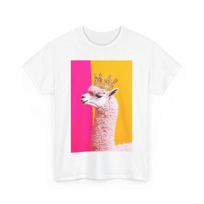 QUEEN PINK ALPACA CROWN POP ART TEE Tshirt WOMEN TEEN KAWAII FUN ANIMAL SHIRT