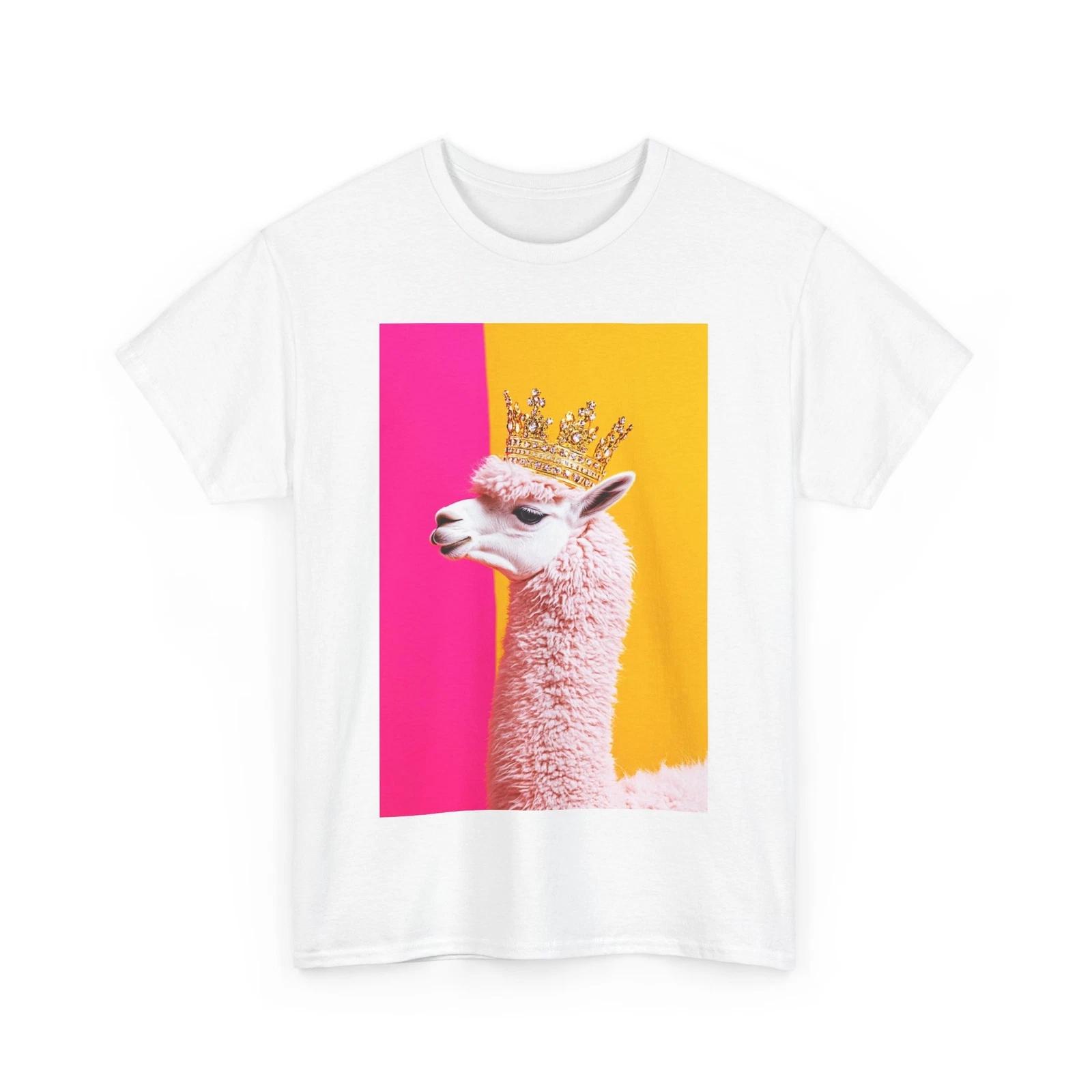 QUEEN PINK ALPACA CROWN POP ART TEE Tshirt WOMEN TEEN KAWAII FUN ANIMAL SHIRT 4XL