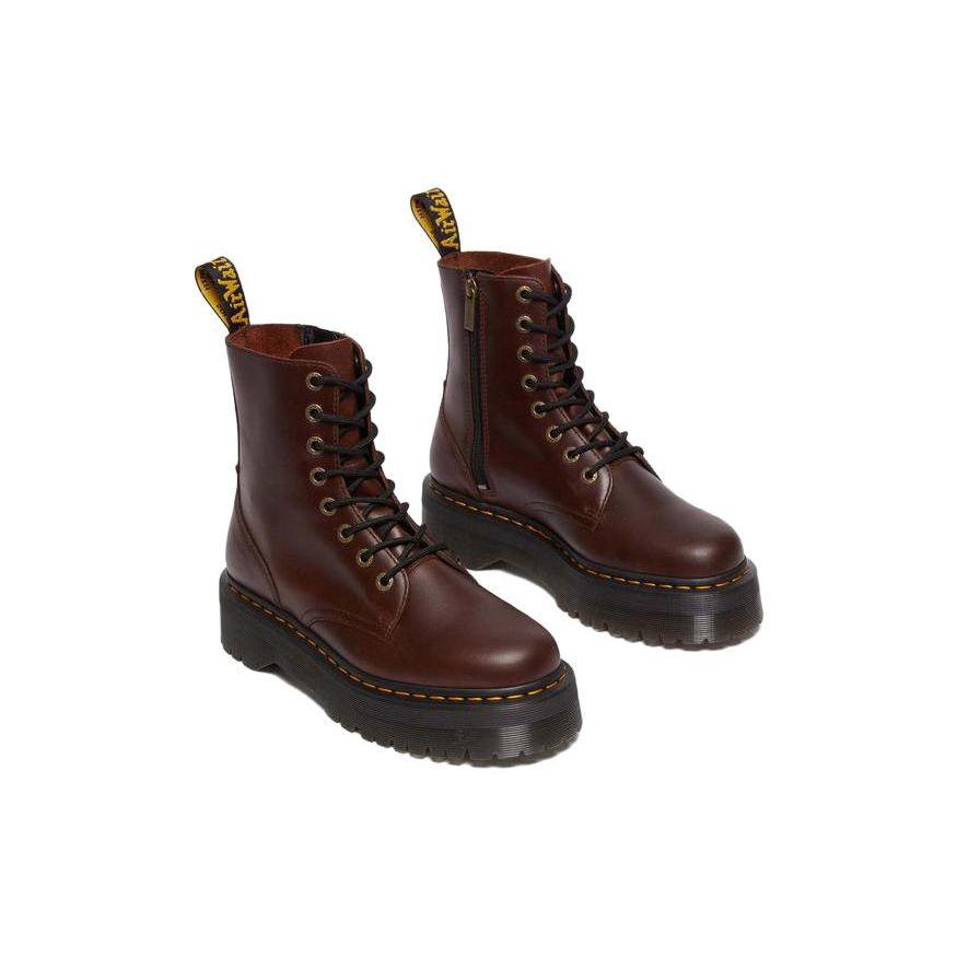 Dr. Martens Jadon Series Leather Round Toe Lace-Up Flat Short Boots Women boots Dark-Brown 31375201