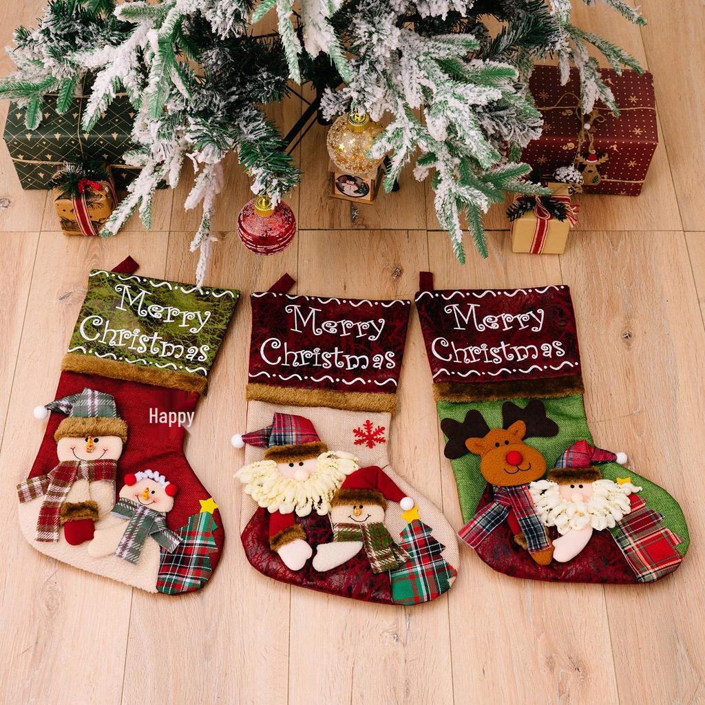 Haobei Three-Dimensional Santa Claus Christmas Stocking - Large Children's Gift Bag.