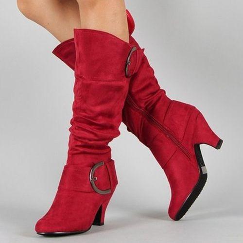 Botas de Inverno Femininas 2026 Moda Sexy Lady Botas de Cano Médio Salto Alto Camurça Sintética Fivela Botas Curtas Botas de Neve Peludas Mulheres