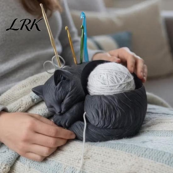 Cat Yarn Bowl for Crocheting And Knitting, Cute Holder Crochet Organizer, Stylish Minimalist Lovers Knitters