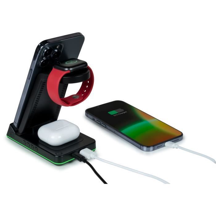 Réveil et station de charge 4-en-1 thomson cl750ia pour apple avec bandeau led lumineux - noir