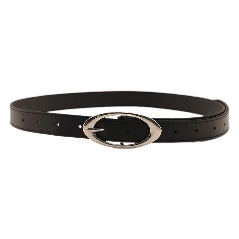 Vintage Retro Geometric Pu Leather Belt For Women With Metal Buckle Summer