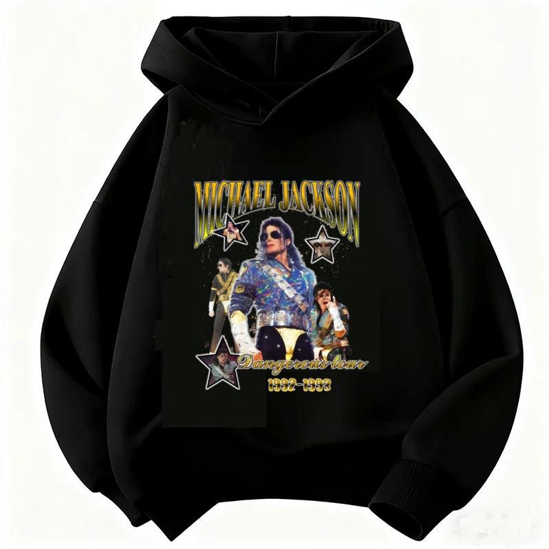Kids Michael Jackson Graphic Hoodie Boys Girls Vintage Hip‑Hop Pullover Sweatshirt Children Casual Long Sleeve Street Tops