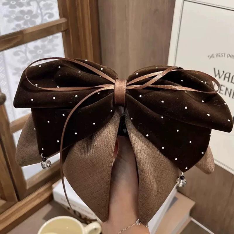 Korean Luxury Velvet Rhinestone Bow Hair Clip