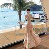 Floral Elastic Mesh Suspender Holiday Dress Women's Seaside Photo Beautiful Fairy Dress