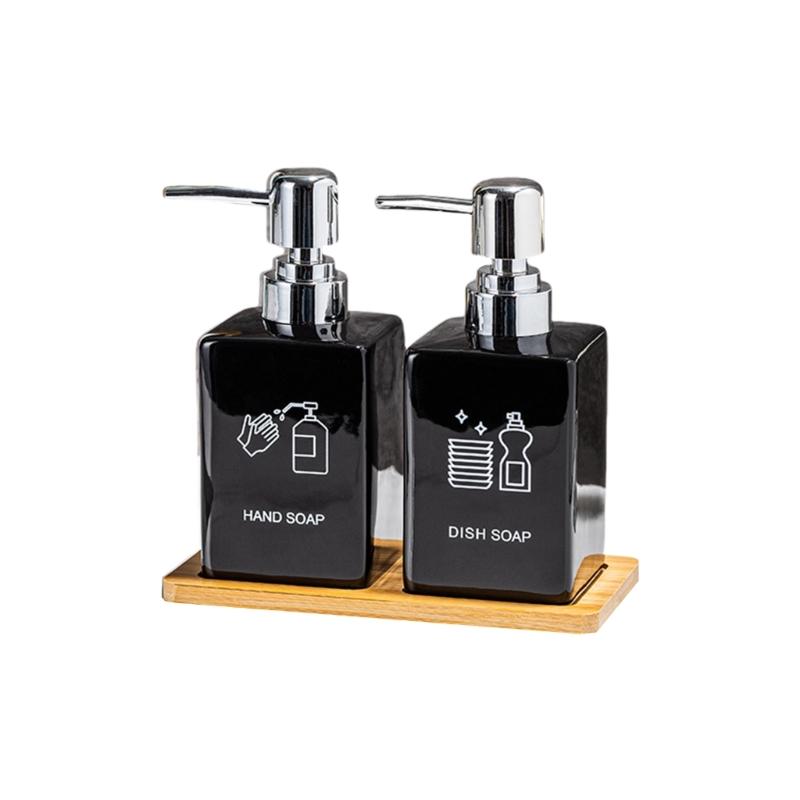 Reusable Press Type Liquid Dispenser Bottle Ceramic NonMetallic Portable Design for Shampoo Soap Lotion Friendly Home Use